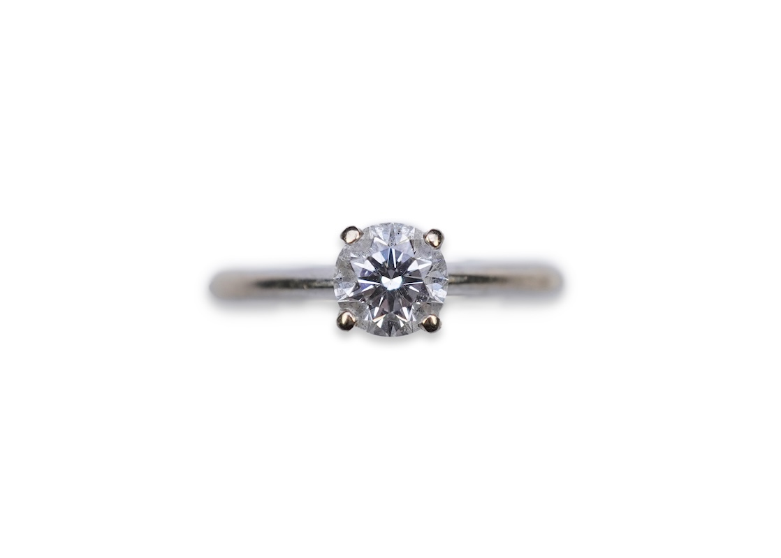 A diamond solitaire ring